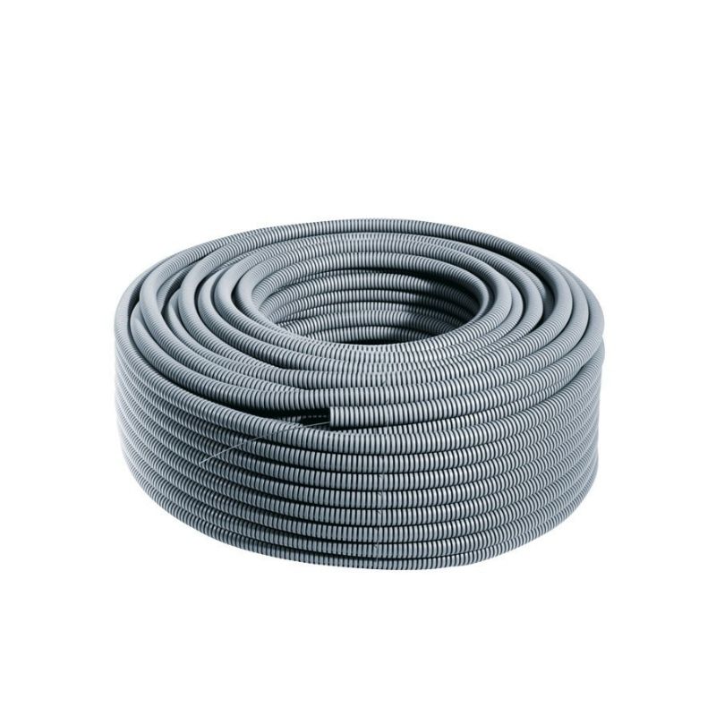 Gaine annelée ICTA avec tire aiguille – Gris RAL7037, 50 ou 100m