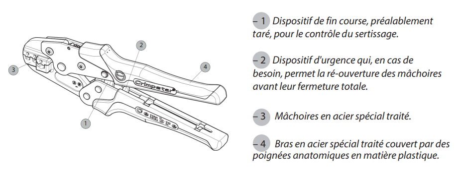 caractéristiques pince à sertir
