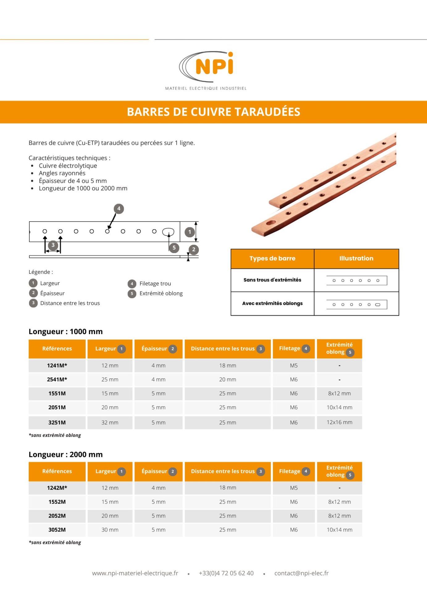 barre cuivre taraudée